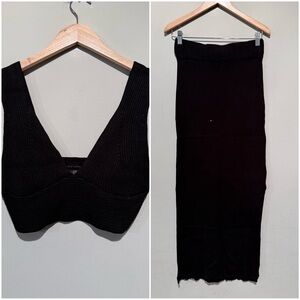 House of Harlow 1960 Black Knit Skirt Set